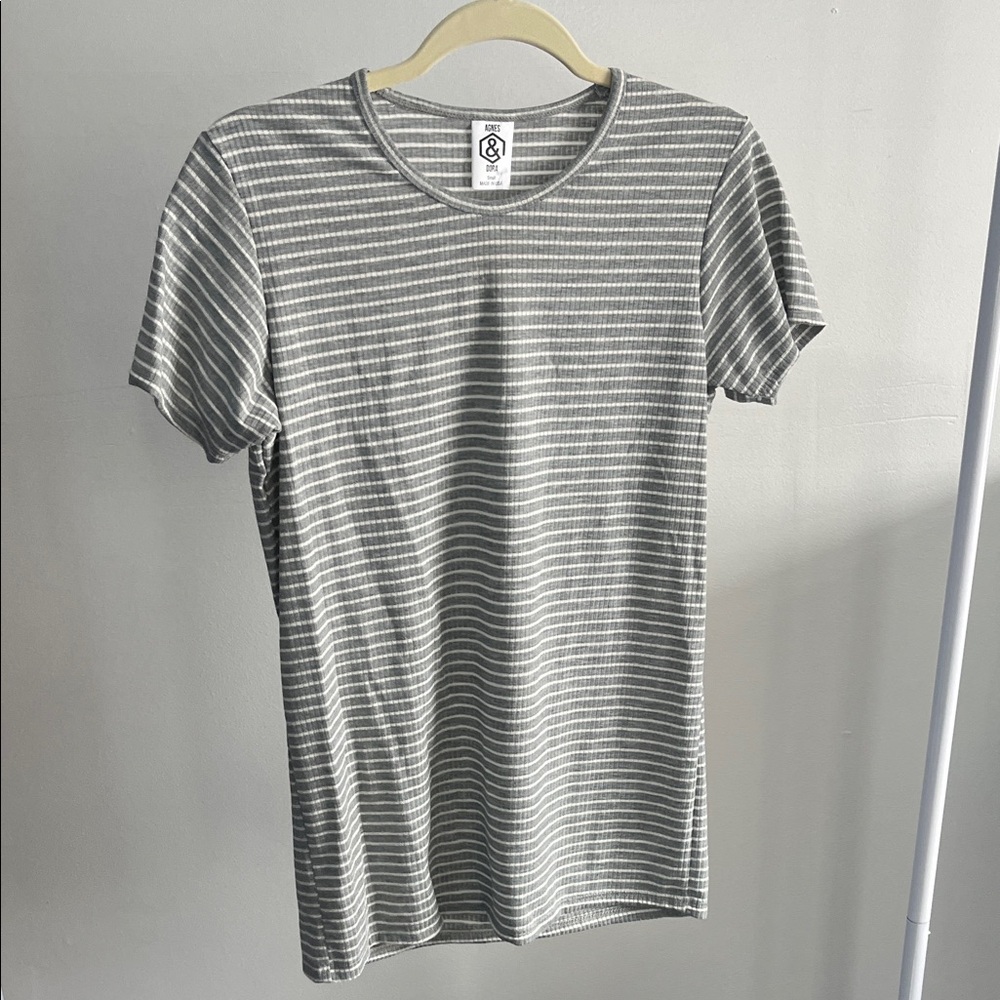Agnes & Dora Gray Striped Short Sleeve Tee